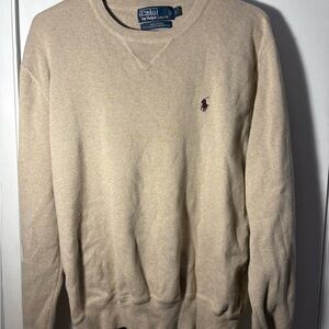 Ralph Lauren Beige Crewneck Sweatshirt with Burgundy Pony